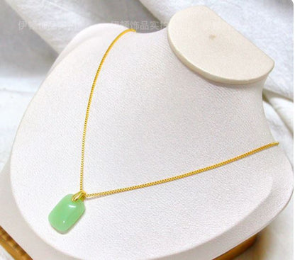 Green Natural Jade Necklace with Gold Plated Chain 💥 New Arrival in UAE