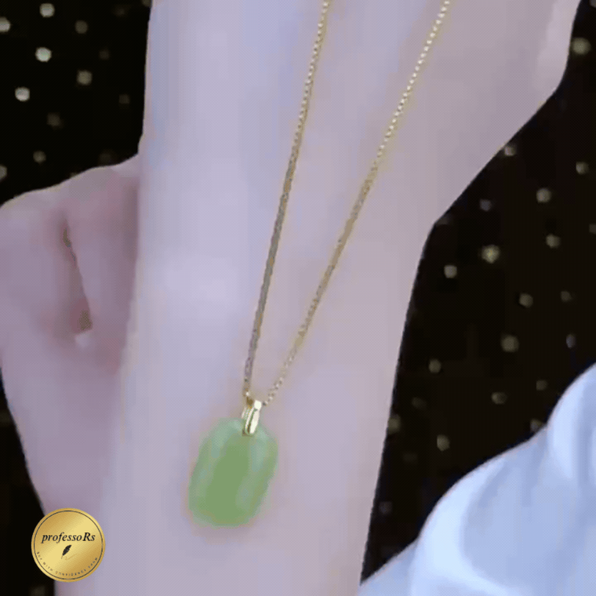 Green Natural Jade Necklace with Gold Plated Chain 💥 New Arrival in UAE