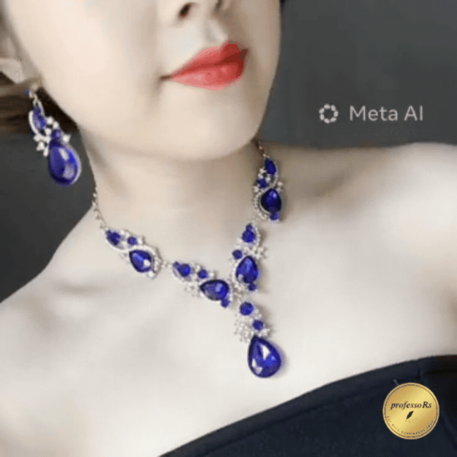 💎 Elegant Earrings & Necklace Set 💥 97 AED  (Blue)
