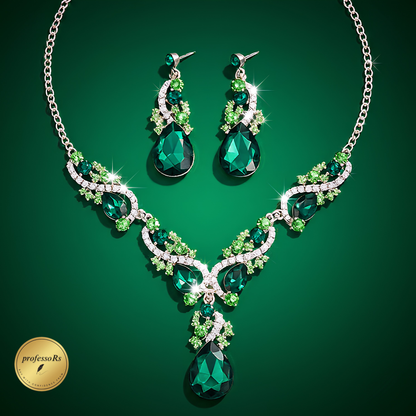 💎 Elegant Earrings & Necklace Set 💥 97 AED  (Blue-Red-Green)