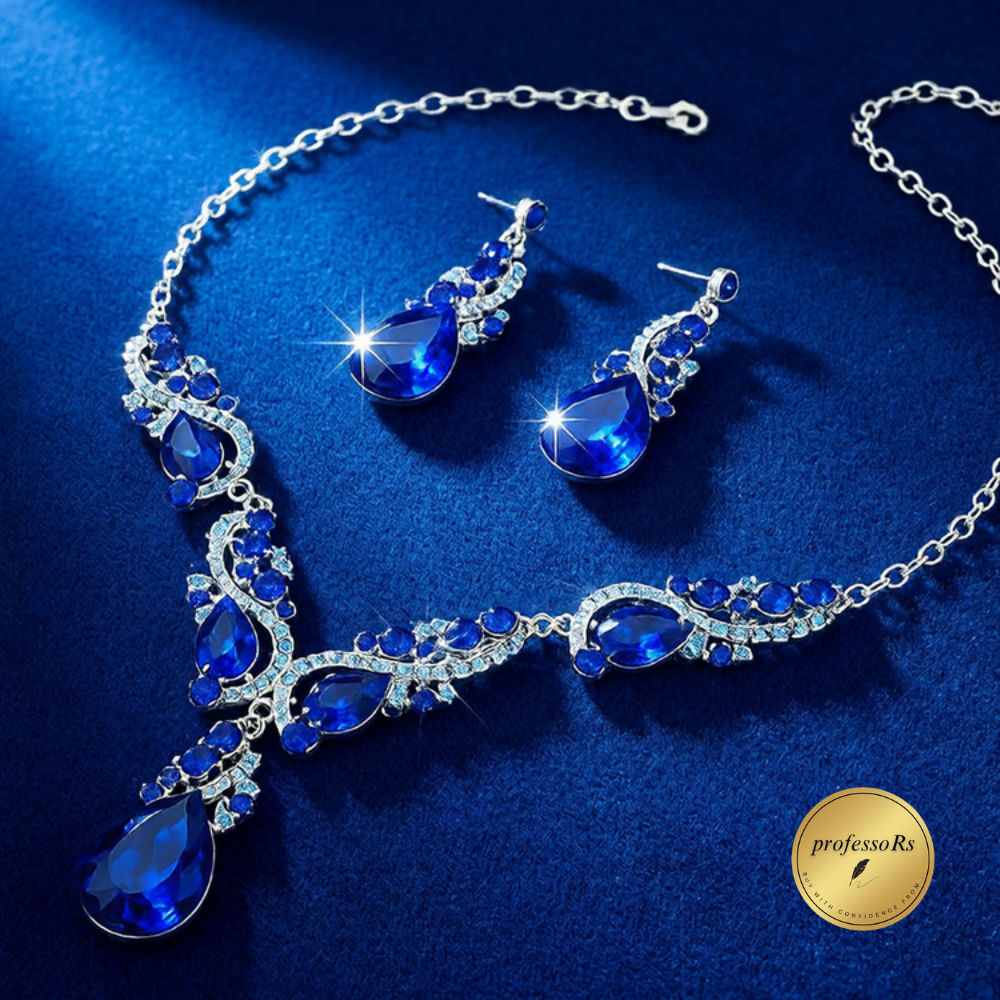💎 Elegant Earrings & Necklace Set 💥 97 AED  (Blue)