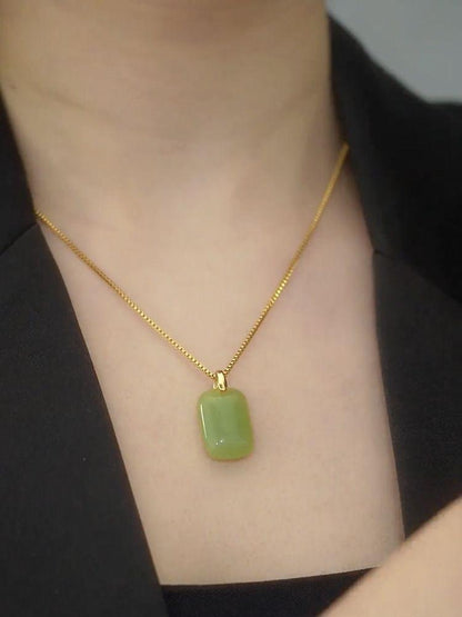 Green Natural Jade Necklace with Gold Plated Chain 💥 New Arrival in UAE