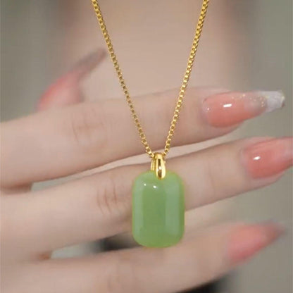Green Natural Jade Necklace with Gold Plated Chain 💥 New Arrival in UAE