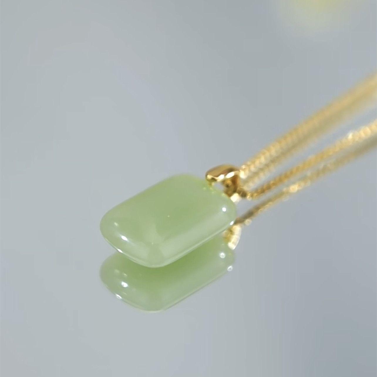 Green Natural Jade Necklace with Gold Plated Chain 💥 New Arrival in UAE
