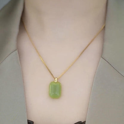 Green Natural Jade Necklace with Gold Plated Chain 💥 New Arrival in UAE