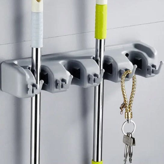 Magic Mop Holder, Multifunctional Broom Holder, ABS Mop Holder, Kitchen Bathroom Organizer Rack, Brush Broom Organizer Hanger, Household Mop Brush Hanger, 4 Position Broom And Mop Holder