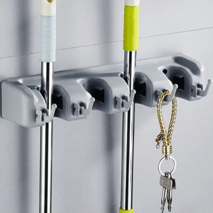 Magic Mop Holder, Multifunctional Broom Holder, ABS Mop Holder, Kitchen Bathroom Organizer Rack, Brush Broom Organizer Hanger, Household Mop Brush Hanger, 4 Position Broom And Mop Holder