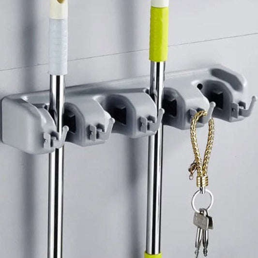 Magic Mop Holder, Multifunctional Broom Holder, ABS Mop Holder, Kitchen Bathroom Organizer Rack, Brush Broom Organizer Hanger, Household Mop Brush Hanger, 4 Position Broom And Mop Holder