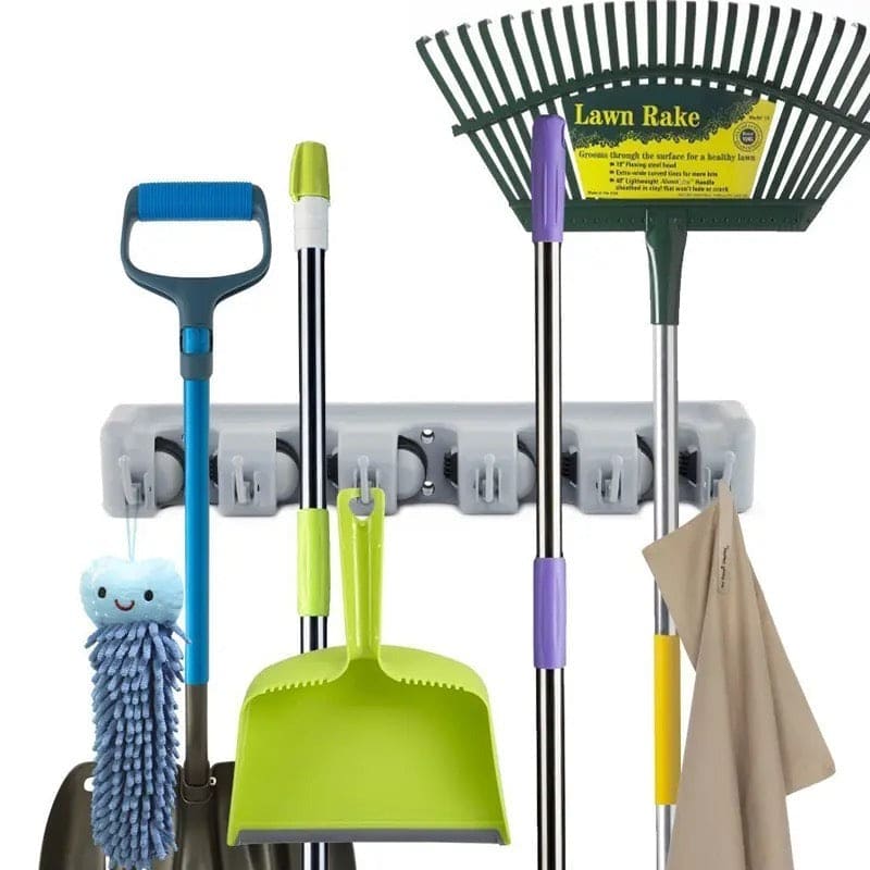Magic Mop Holder, Multifunctional Broom Holder, ABS Mop Holder, Kitchen Bathroom Organizer Rack, Brush Broom Organizer Hanger, Household Mop Brush Hanger, 4 Position Broom And Mop Holder