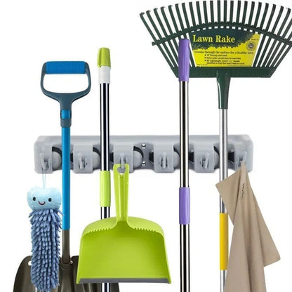 Magic Mop Holder, Multifunctional Broom Holder, ABS Mop Holder, Kitchen Bathroom Organizer Rack, Brush Broom Organizer Hanger, Household Mop Brush Hanger, 4 Position Broom And Mop Holder
