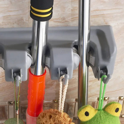 Magic Mop Holder, Multifunctional Broom Holder, ABS Mop Holder, Kitchen Bathroom Organizer Rack, Brush Broom Organizer Hanger, Household Mop Brush Hanger, 4 Position Broom And Mop Holder