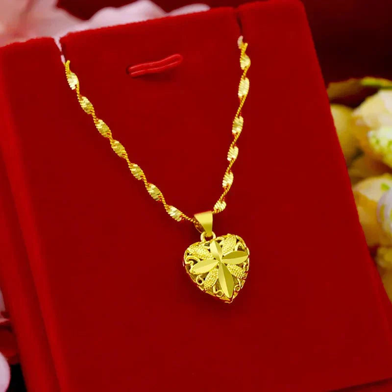 Gold Plated Heart Shape Necklace - 💥 Eid Discount 💥 79 to 73 AED