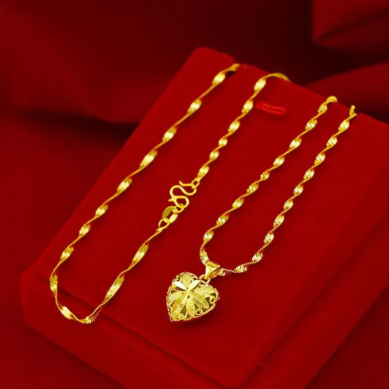 Gold Plated Heart Shape Necklace - 💥 Eid Discount 💥 79 to 73 AED