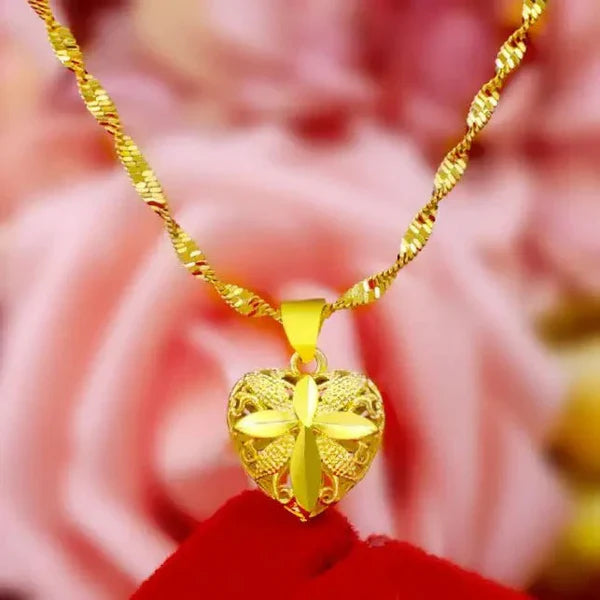 Gold Plated Heart Shape Necklace - 💥 Eid Discount 💥 79 to 73 AED