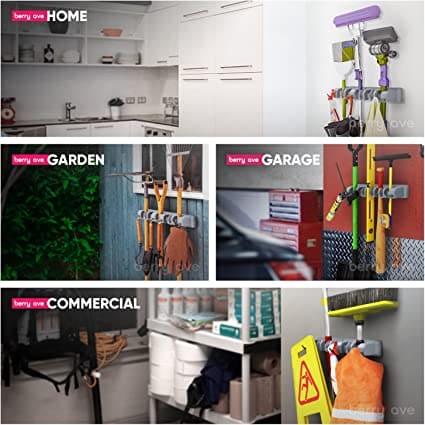 Magic Mop Holder, Multifunctional Broom Holder, ABS Mop Holder, Kitchen Bathroom Organizer Rack, Brush Broom Organizer Hanger, Household Mop Brush Hanger, 4 Position Broom And Mop Holder