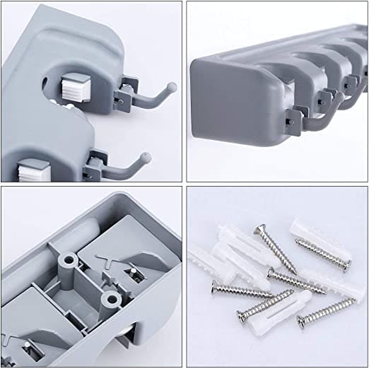 Magic Mop Holder, Multifunctional Broom Holder, ABS Mop Holder, Kitchen Bathroom Organizer Rack, Brush Broom Organizer Hanger, Household Mop Brush Hanger, 4 Position Broom And Mop Holder